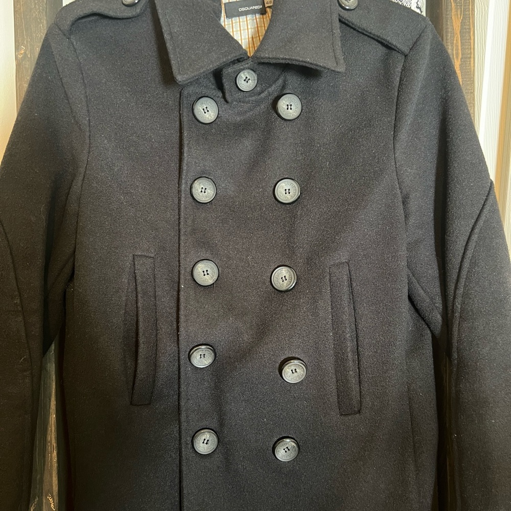 DSQUARED2 women’s black double breasted wool coat sz 48